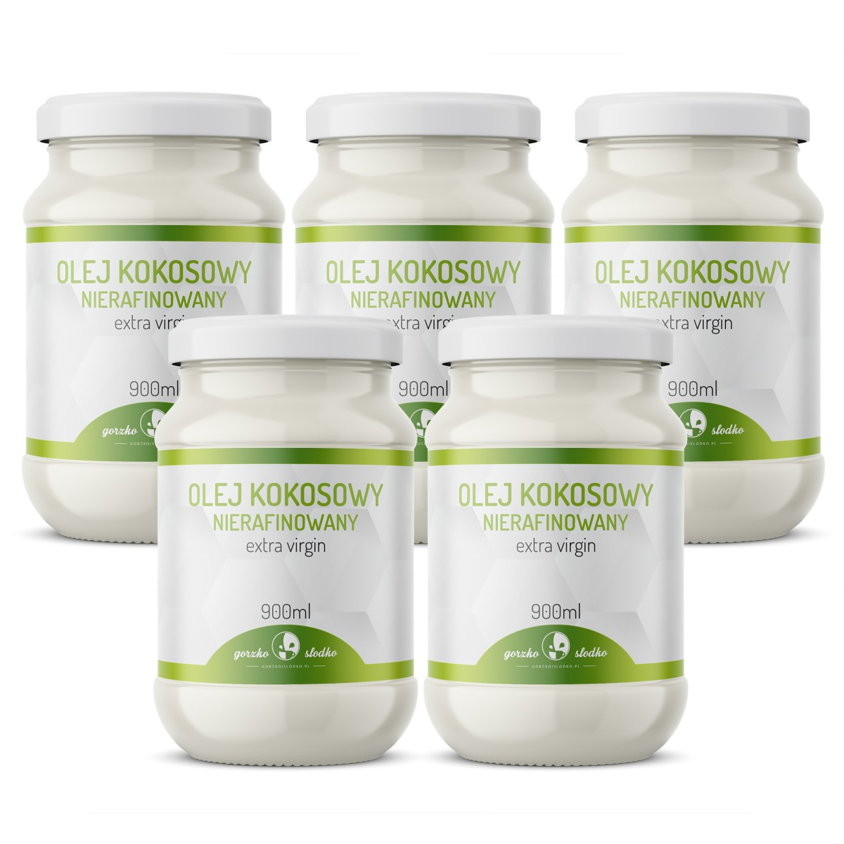 Zestaw 5 x olej kokosowy nierafinowany virgin 900ml