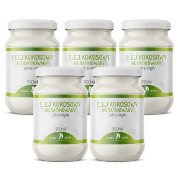 Zestaw 5 x olej kokosowy nierafinowany virgin 900ml