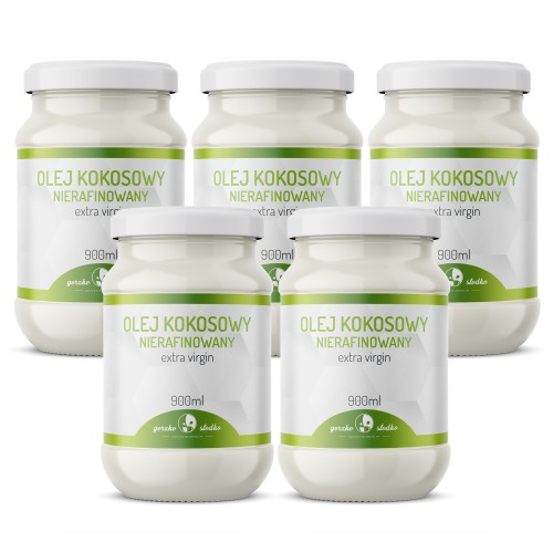 Zestaw 5 x olej kokosowy nierafinowany virgin 900ml